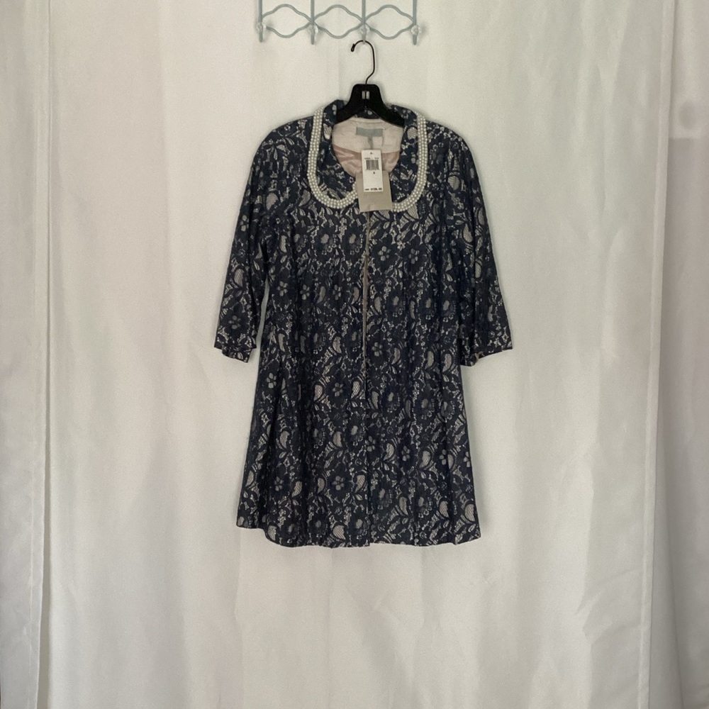 Vintage looking by Stella blue and white pearl  coat